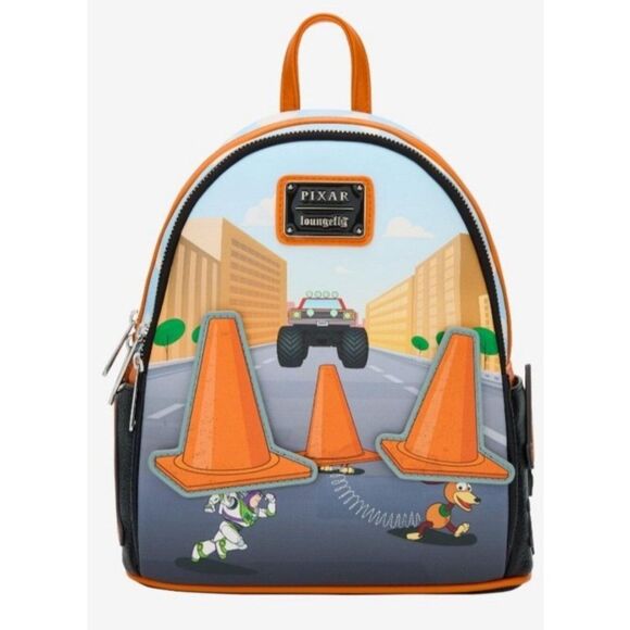 Loungefly Mini Backpack Toy Story 2 Walking Cones Scene Disney Pixar Orange NWT main image 5